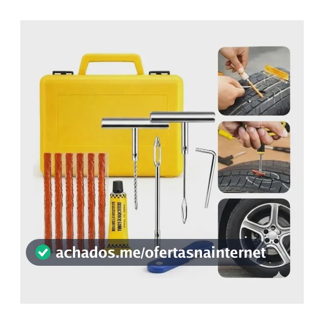 Kit Reparo Pneu Carro Moto Remendo Macarrão Com Maleta 12pcs