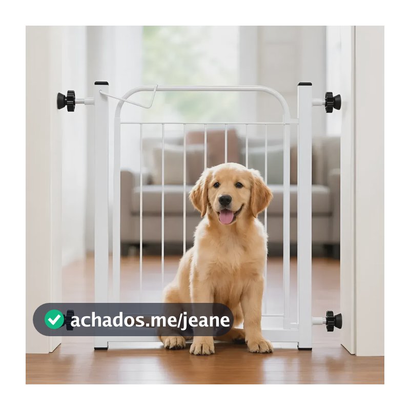 Grade Portão Proteção Pet Cachorro Porta 68 A 83cm Branco Branco