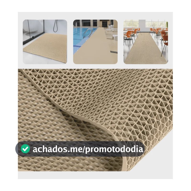 Tapete Antiderrapante Vazado em PVC Bege Para Chuveiro, Box e Piscina – 1,20 m x 80 cm da Casa Das Borrachas