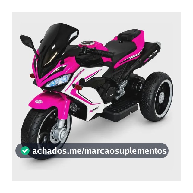 Moto Elétrica Infantil Unitoys Hyper Speed Rosa, para Crianças com 2 a 5 Anos