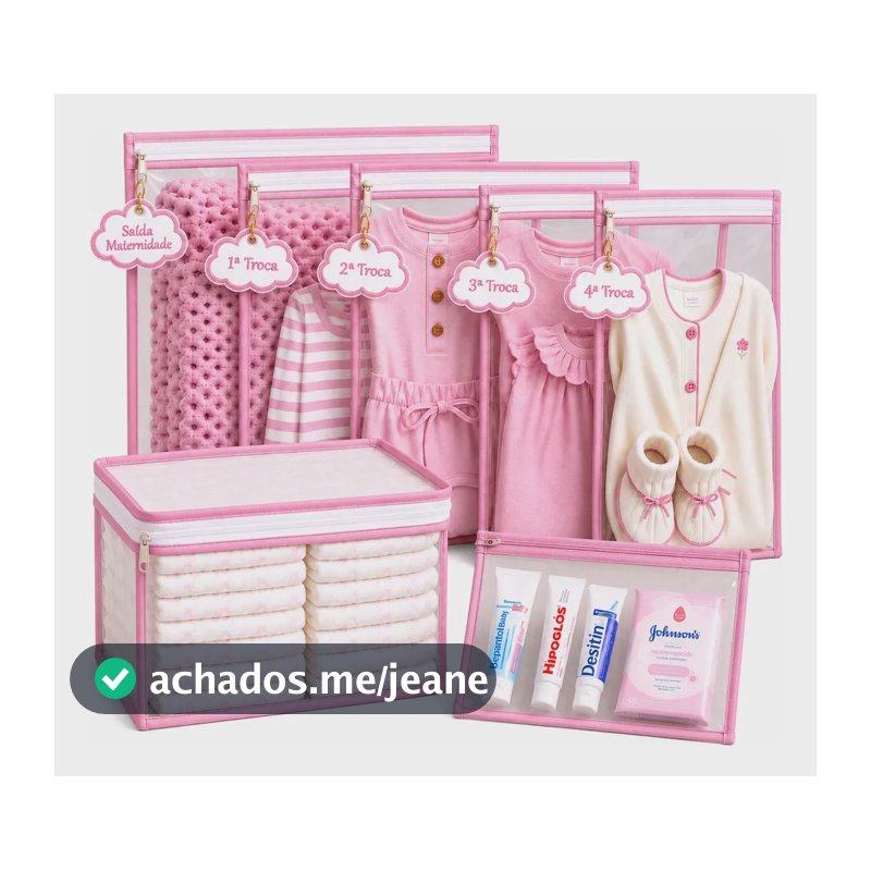 Kit Saquinhos Maternidade Organizador Para Bebê Nuvem Rosa