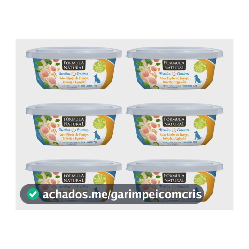 Ração Úmida Fórmula Natural Cão Adulto Risoto Frango 6x270g Comida Caseira