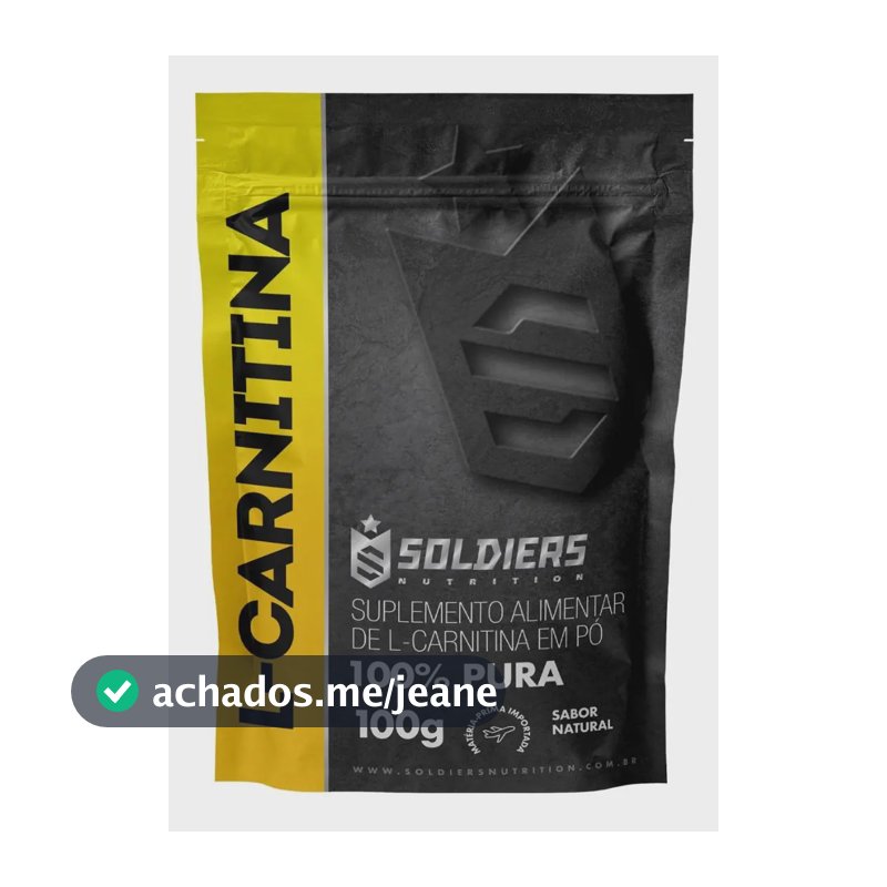 L- Carnitina 100g Em Pó 100% Pura Soldiers Nutrition Suplemento Recuperação Muscular