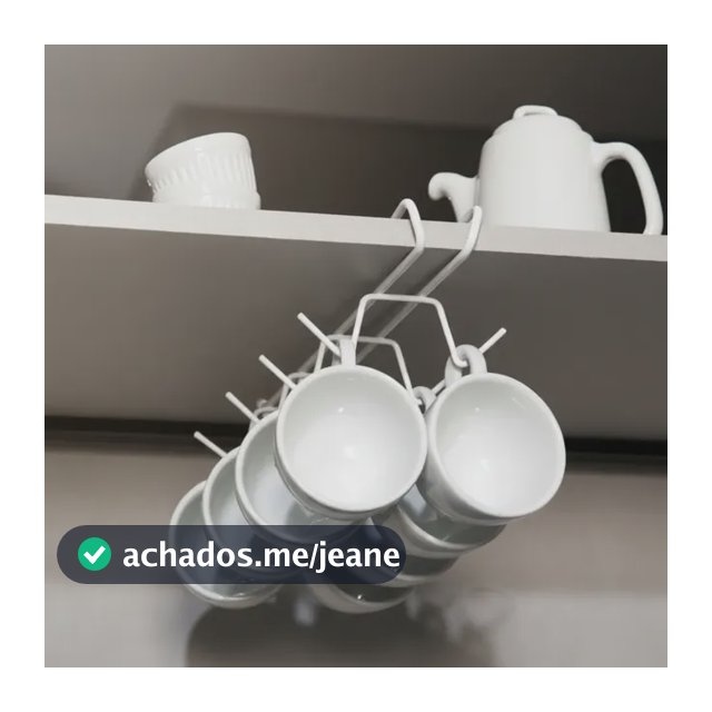 Suporte Organizador Para Xícaras Suspenso Armário 8 Xícaras Branco