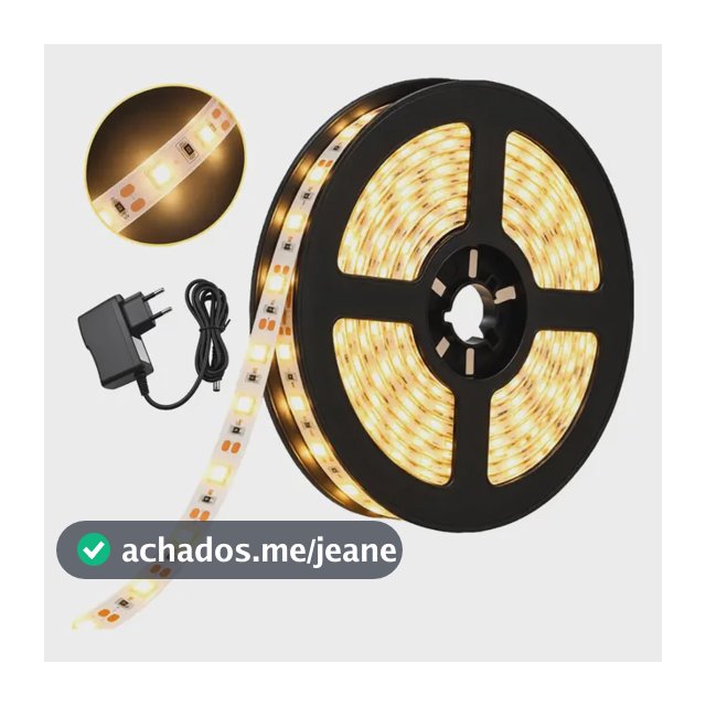 Fita Led 3528 Branco Quente Amarela 5m 300 Leds 12v Fonte Luz Branco-quente Maffacioli BFL-3528-BQ-IP20-FONTE