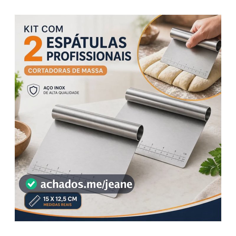 Kit 2 Espatula Cortador De Massas Raspador Confeiteiro Inox Espátula De Aço Inoxidável Boa Dica