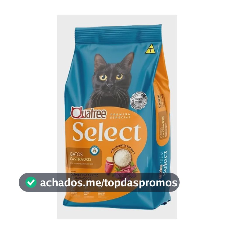 Raçao Quatree Select Gatos Castrados Carne 10,1kg