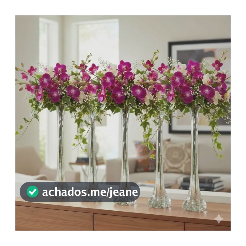 Kit 5 Solitário Vidro Para Flor Decoração Casa Enfeite Festa Incolor Lisa