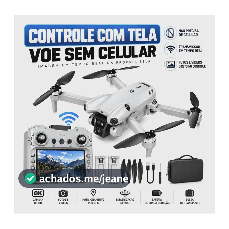 Drone S101 Max, Tela No Controle, Sensor De Obstáculos + Bag Cinza