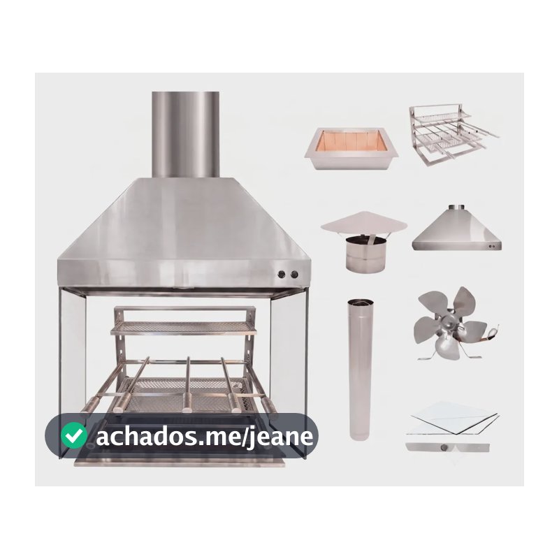 Churrasqueira Completa 70x50 Cm Inox 304, Grelha Expandida Prateado