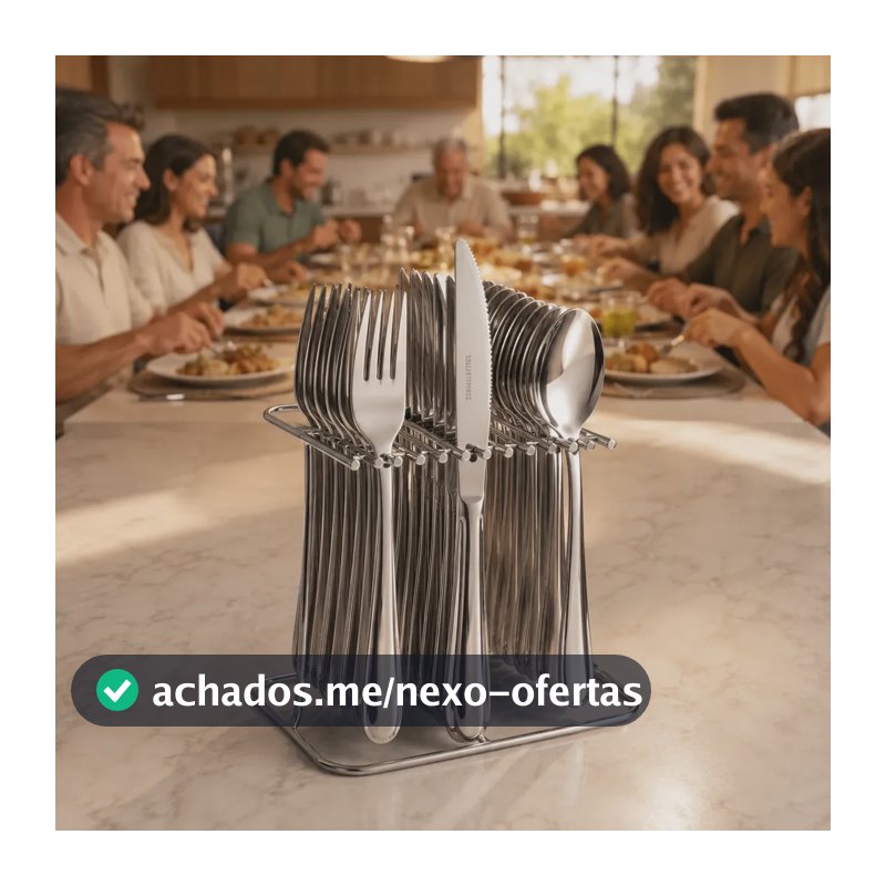 Faqueiro Inox 36 Peças Grandes Resistentes 12 Pessoas Prateado
