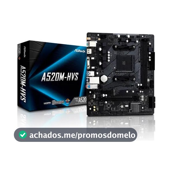 Placa Mae Amd Am4 A520 2xddr4 Hdmi/vga A520m-hvs Asrock