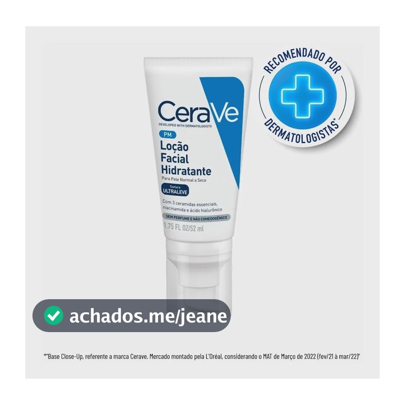 Loção Facial Hidratante Ultraleve Sem Perfume 52ml Cerave  Normal Ou Seca