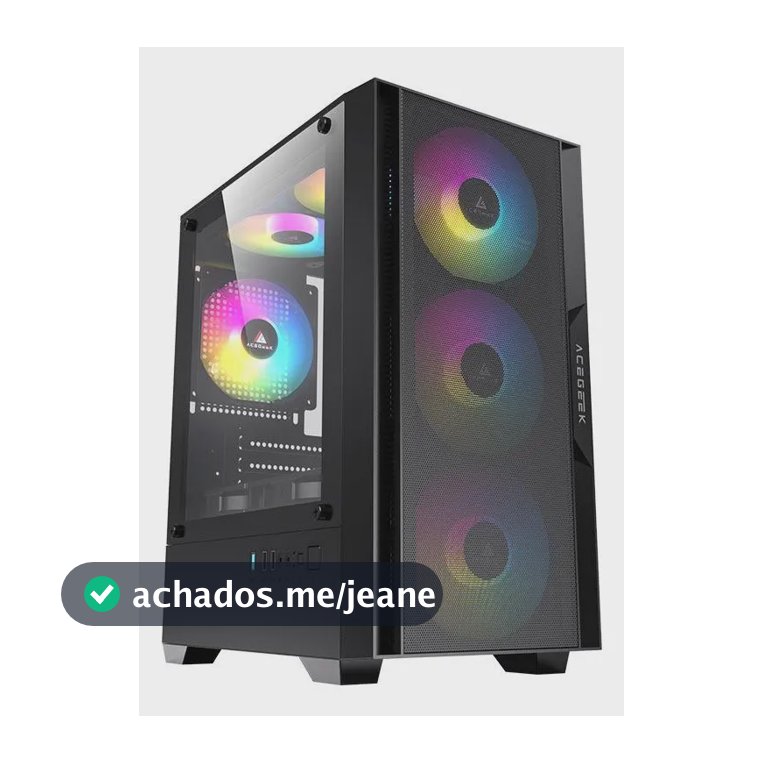 Gabinete Gamer Acegeek Stratus Mesh Preto Mid-Tower com Lateral de Vidro