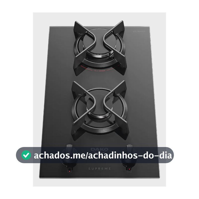 Cooktop A Gás Dako Supreme 2 Bocas Mesa Vidro Temperado Preto