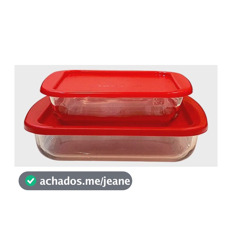 Kit 2 Assadeira Refratário Lasanheira Vidro Marinex C/ Tampa Vermelho
