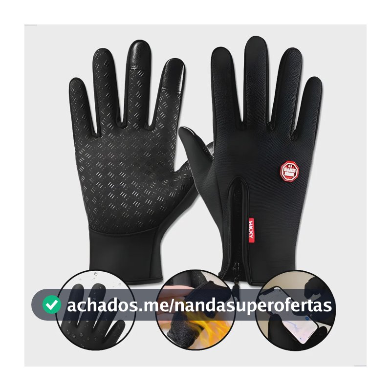 Luva Moto Motoqueiro Impermeável Térmica Inverno Frio Touch Preto Único - M Ao Gg