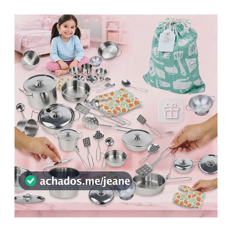 Kit Panelinhas e Utensílios de Cozinha para Crianças em Aço Inoxidável, 13 Peças Fallove