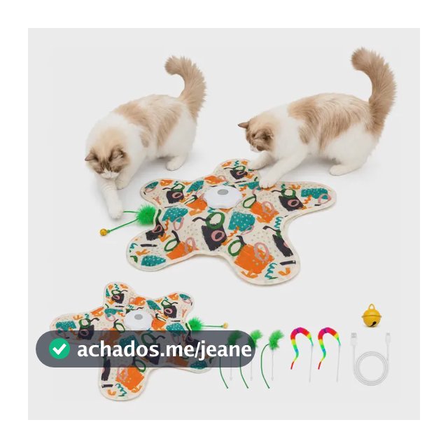 Brinquedo Interativo Gato Movimento Mouse Penas + Brinde