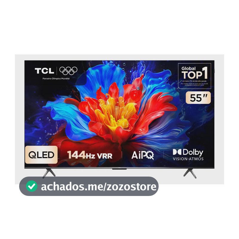 Smart TV TCL 55 Polegadas QLED 4K P8K WiFi Bluetooth Google TV 144Hz HDR10+ Dolby Atmos Vision 55P8K