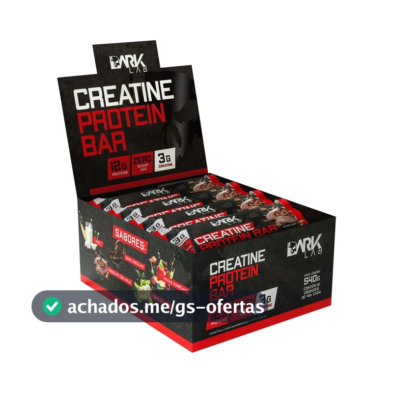 Creatine Protein Bar 12 Un 45g Dark Lab Sabor Trufa de avelã