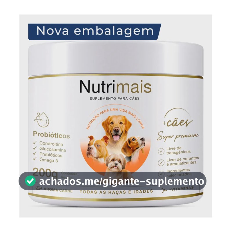Suplemento Cães Pele Sensível Queda de Pelos Pele e Derme Nutrimais Probióticos 200g