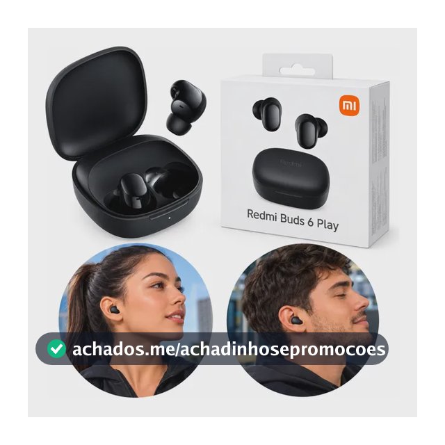 Fone De Ouvido Bluetooth Xiaomi Redmi Buds 6 Play Preto Preto