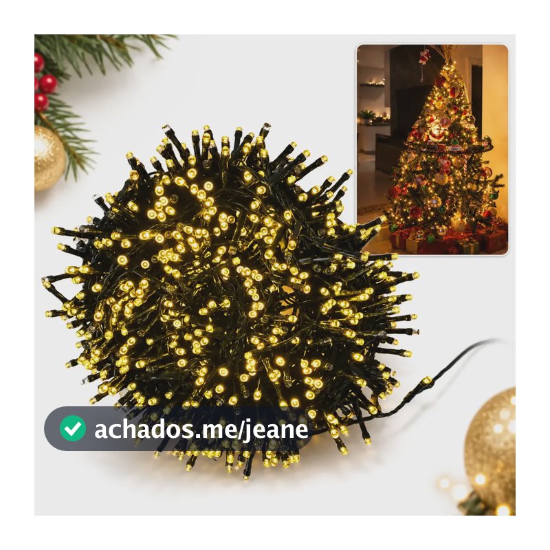 Pisca Natal 20m 900 Leds Quente C/ Strobo Branco Frio Bivolt Amarelo 127/220v