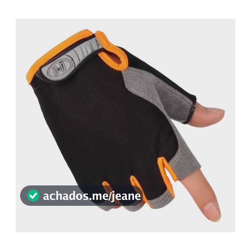 Luva Gel Ciclismo Bike Musculação Academia Confortável Par Preto Com Laranja G