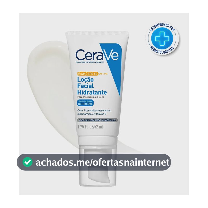 Loção Facial Hidratante Fps 50 Com Ceramidas E Niacinamida, Am Cerave, 52g Normal A Seca Dia