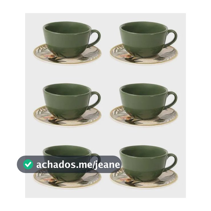 Jogo De 6 Xícaras G 200 Ml Com Pires Oxford Unni Tropicano Multicor