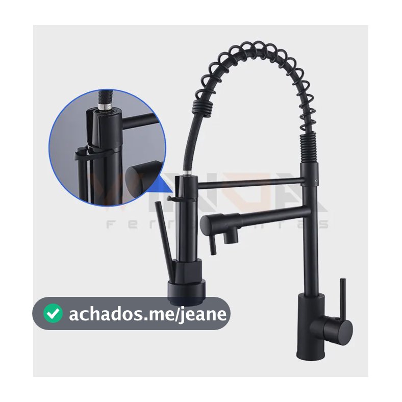 Torneira Gourmet Flexível Monocomando Preto Fosco Cozinha