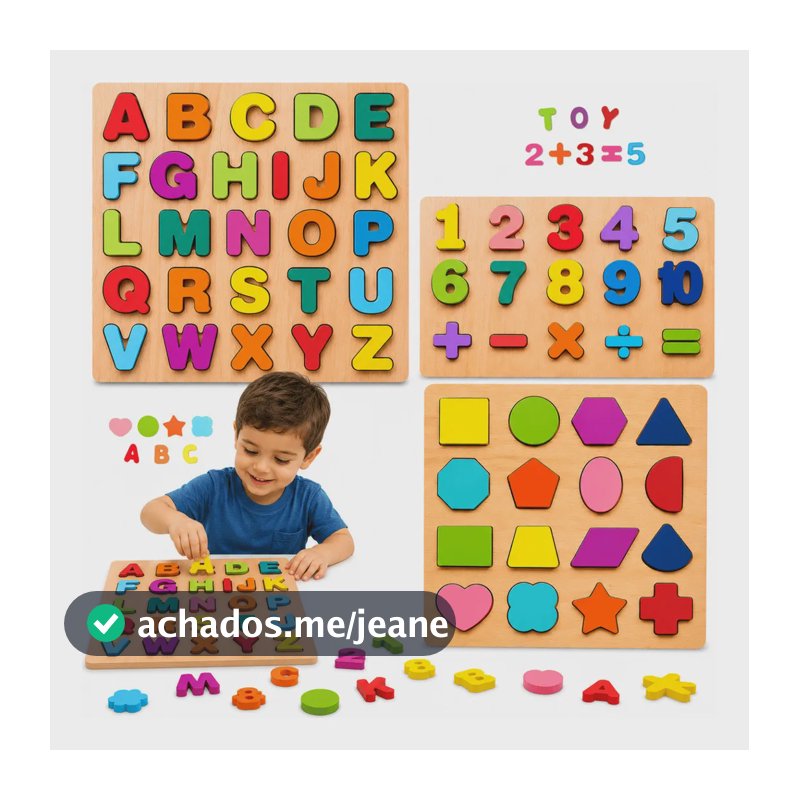 Kit 3 Tabuleiro Educativos Alfabeto Números E Formas Geométr