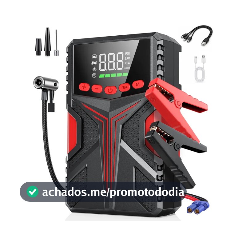 Auxiliar De Partida 6000A Carregador De Portatil 35000mah MAIZHELUN Power Bank Compressor Ar Inteligente De 150psi Com Inflador Rápido, Visor e Luz Led Para Motocicletas, Carros e Automóveis