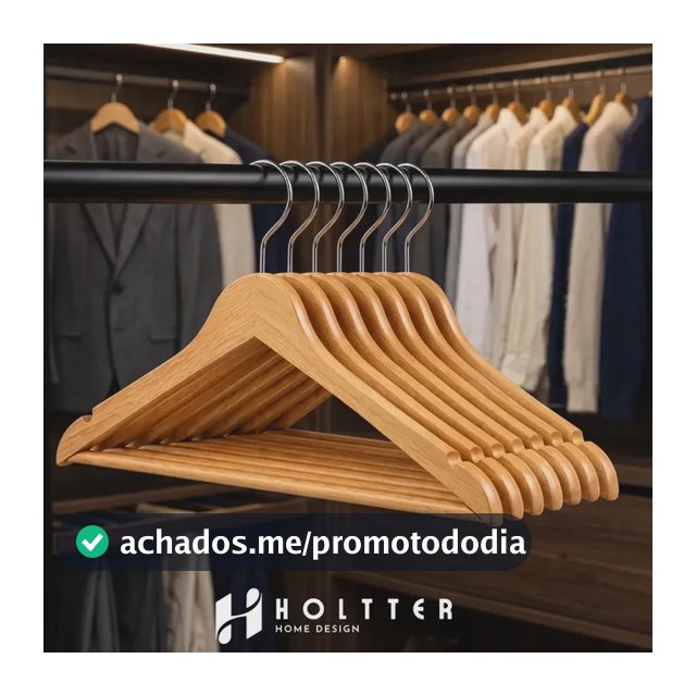 Kit 20 Cabide De Madeira Marfim Organizador Closet Suporte antiderrapantes padronização guarda roupa Holtter Home Design