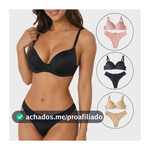 Kit 3 Conjuntos Sutiã Bojo Fio Duplo Confortavel Basico