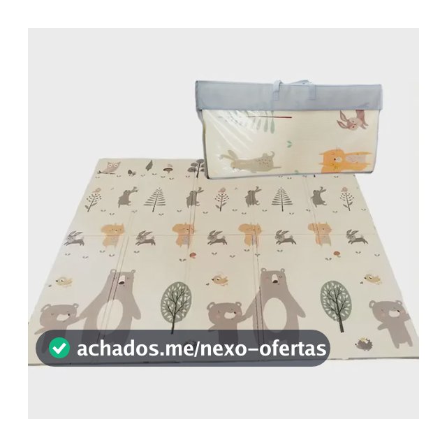 Tapete Tatame Infantil Emborrachado Dobrável Dupla Face 6mm Bege Urso