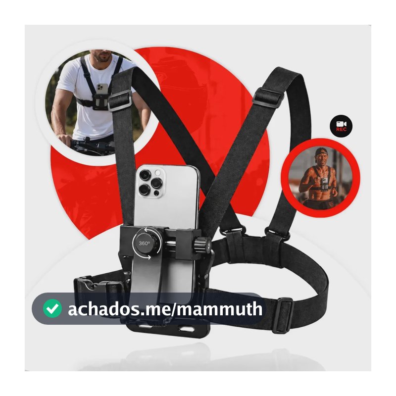 Suporte De Peito Para Celular Câmera Peitoral Cinturao Ajustavel Moto Bicicleta Esporte Corrida
