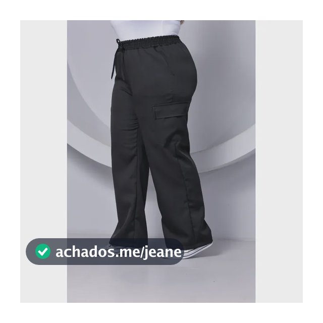 Calça Plus Size Pantalona Wide Leg Feminina C/ Bolso Cargo