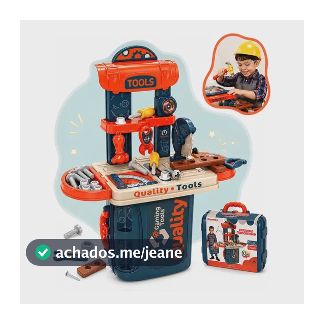 Bancada de Ferramentas Infantil Kizumba com Kit 3 em 1 de Brinquedo para Oficina