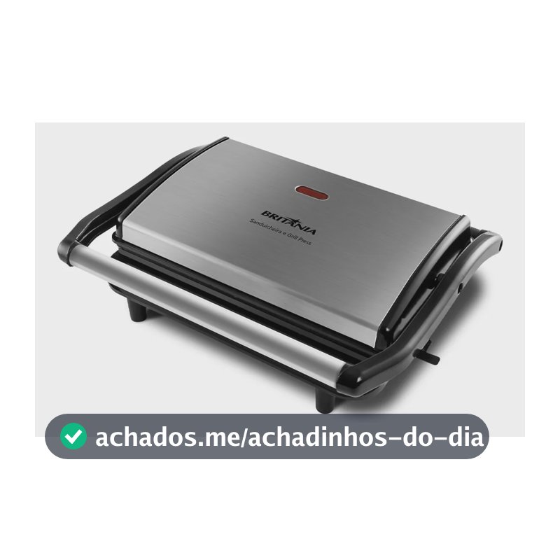 Sanduicheira e Grill Britânia 2 em 1 Bgr27i de 850W com Trava Inox