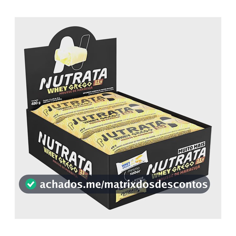 Barra de proteínas Nutrata WHEY Grego 40G sabor Mousse de maracujá x 480g 12 un