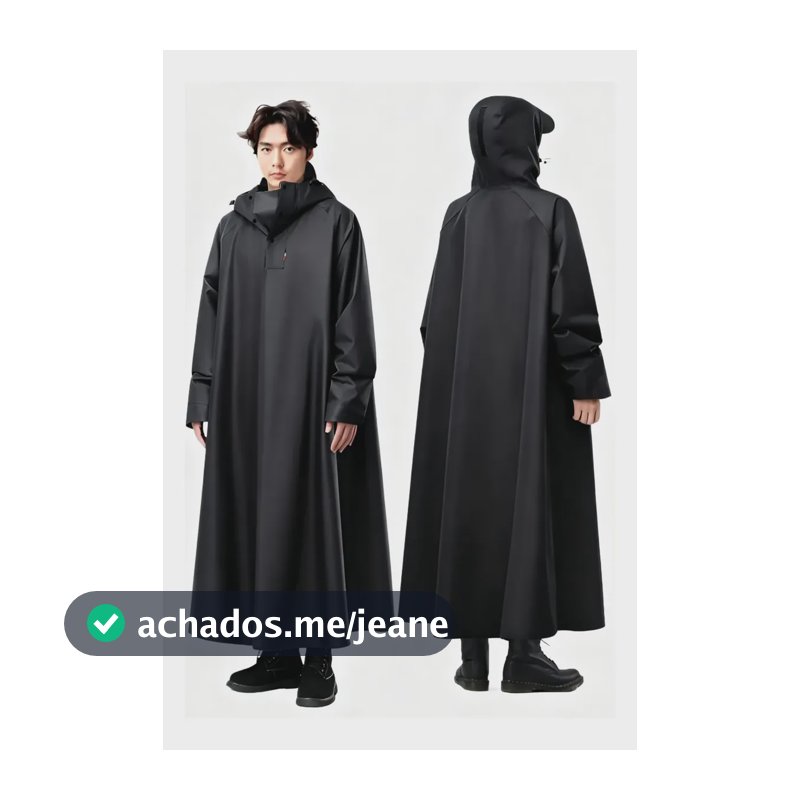 Capa De Chuva Longa Com Mangas Moto Elétrica Preta Preto M