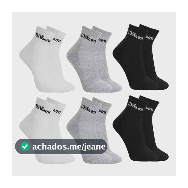 Kit 6 Pares Meias Wilson Cano Médio Masculino Adulto 38-43