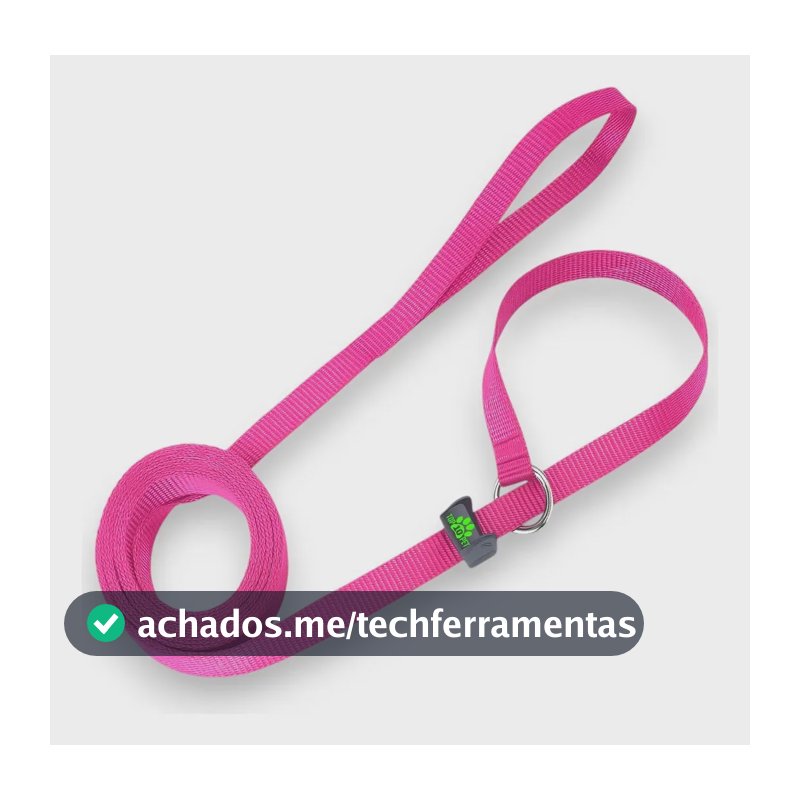 Guia Unificada Coleira 1,50 Mt Enforcador Cães Adestramento Cor Rosa