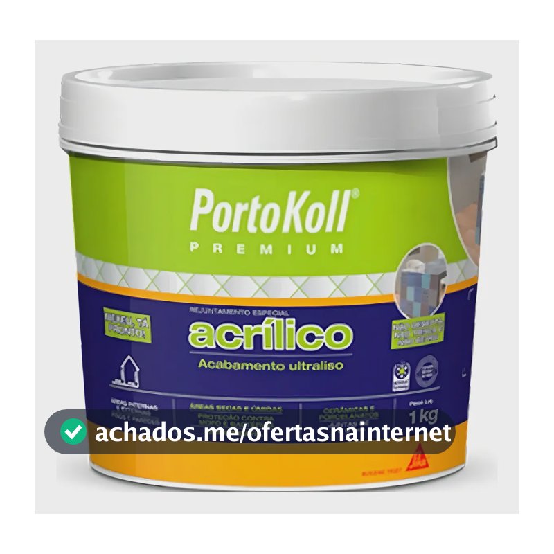 Rejunte Acrílico Premium Branco Brilhante 1kg Portokoll