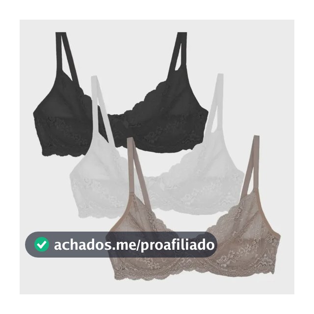 Kit 3 Sutiã Em Renda Sem Bojo Com Aro Sigh Balconet Ref 462 Cores Variadas M (42)