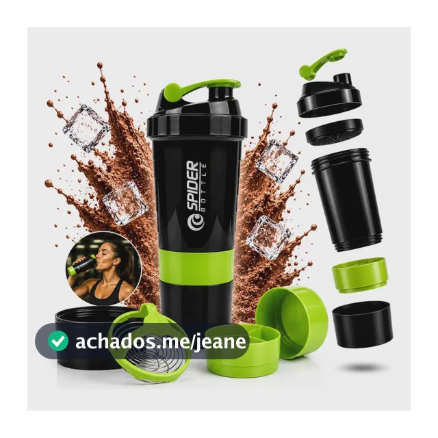 Coqueteleira Shake Academia C/ Compartimentos P/ Suplementos