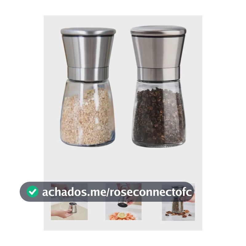 Kit 2 Unidades Moedor Sal Pimenta Tempero Manual Aço Inox Prateado