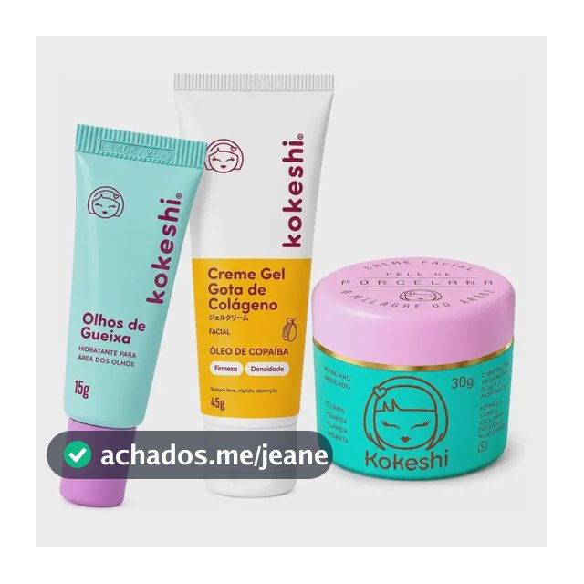 Kit Facial Kokeshi Completo 3 Passos Olhos De Gueixa, Pele De Porcelana E Gota De Colágeno